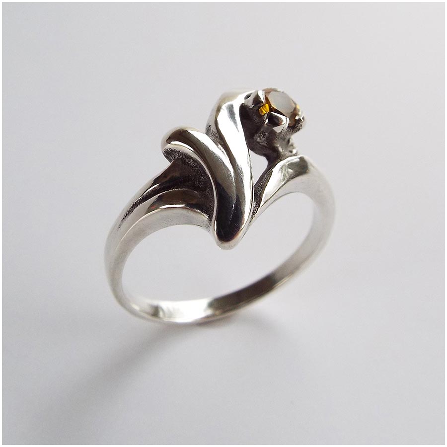 Silver Topaz Flower Ring